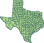 Map of Texas highlighting statewide telepsychiatry coverage